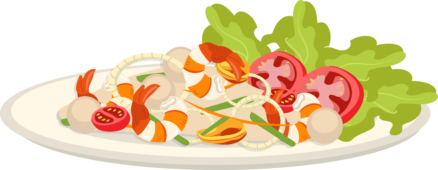 Spicy Thai mixed seafood salad. Asian yum talay thai seafood salad. Spicy thai salad with shrimp mussel. yummy food.