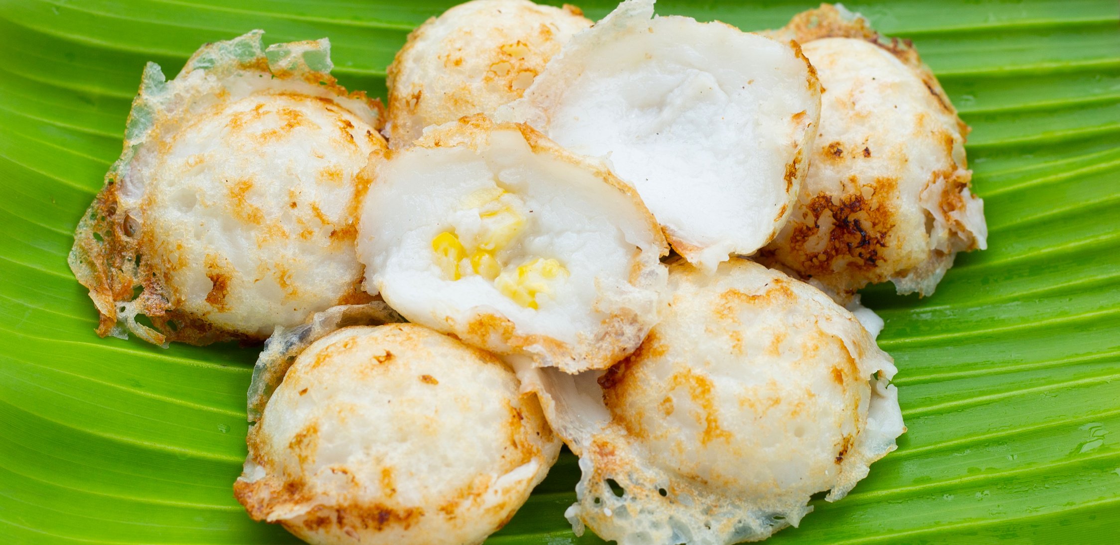 Khanom Krok, Thai coconut milk dessert. Coconut rice pancake