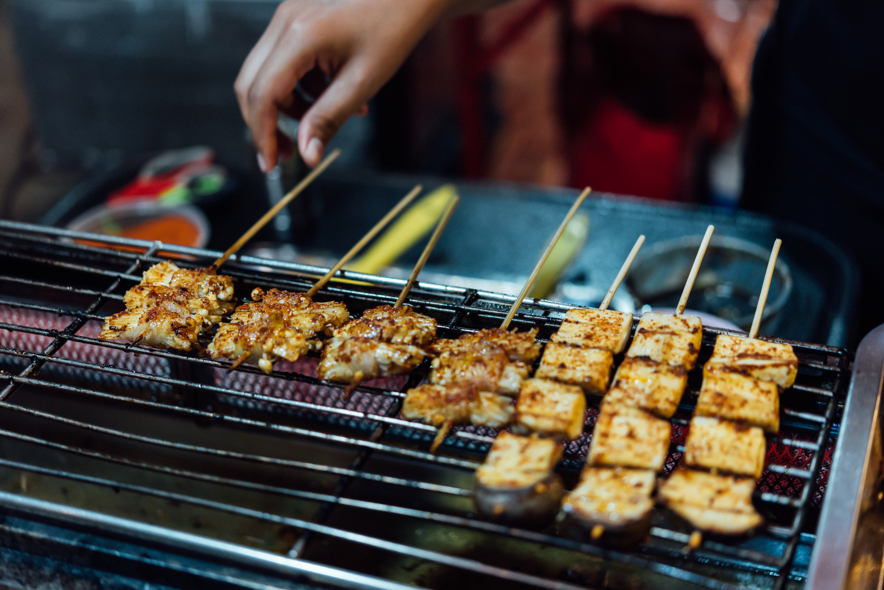 Mala grilled meat with sichuan pepper at market
