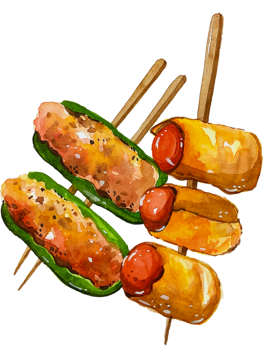 Watercolor yakitori