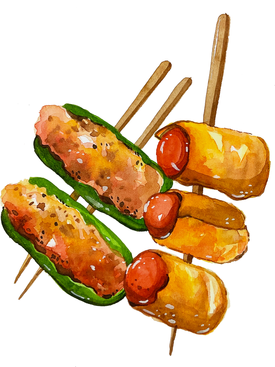 Watercolor yakitori